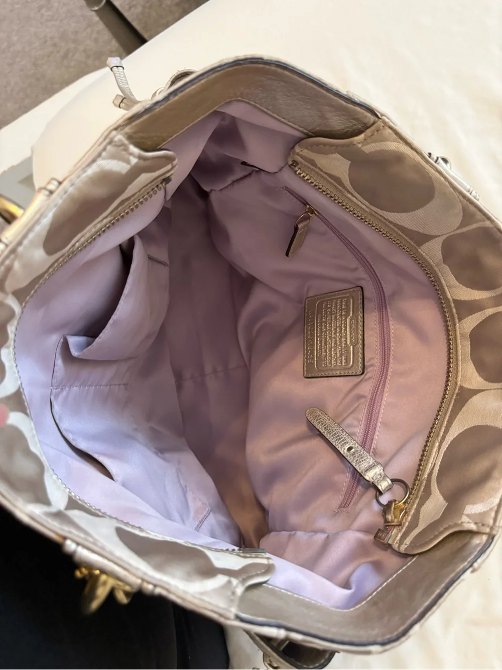 Coach | Y2K Signature Colette tote metallic gold leather trim